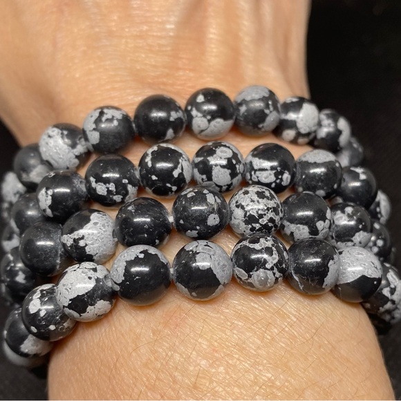 Crystals-NWTS-Handcrafted, AAA + Grade Snowflake Obsidian Bracelets - Picture 2 of 4
